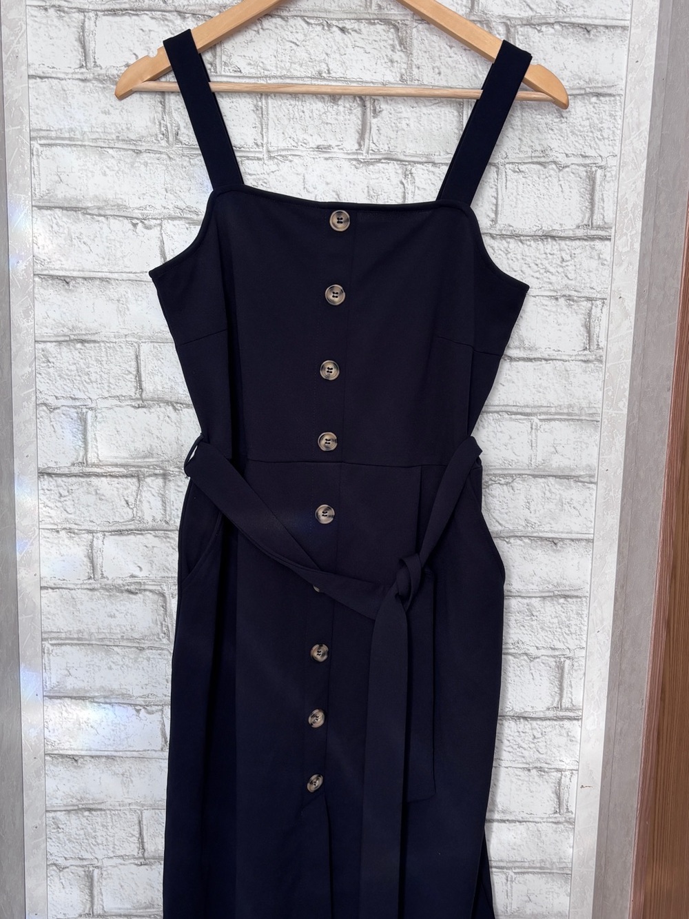 Vero Moda Navy Button-Front Belted Sundress
